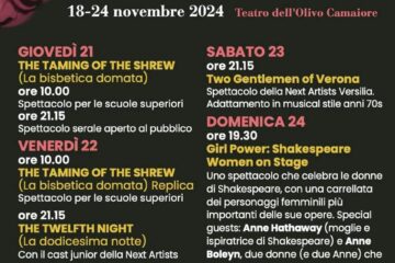 Shakespeare Festival: la XX edizione dal 18 al 24 novembre al Teatro dell’Olivo di Camaiore